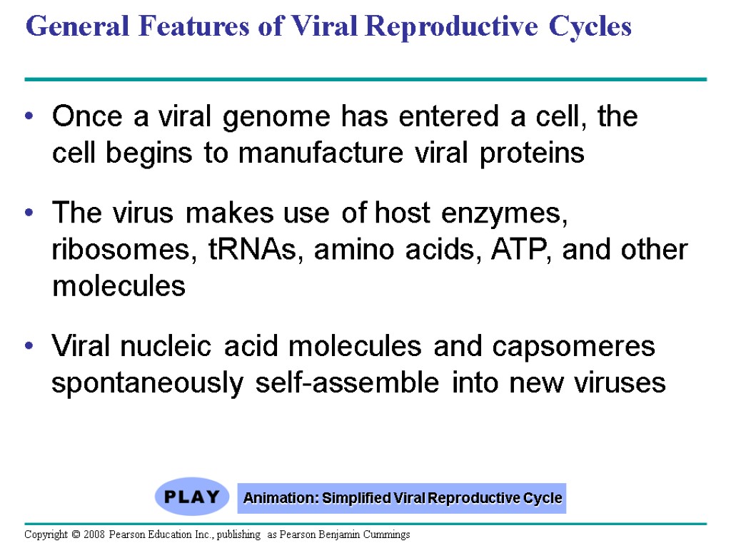 General Features of Viral Reproductive Cycles Once a viral genome has entered a cell,